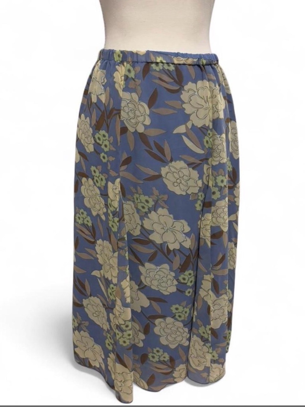 JohnPaulRichard Blue Floral Maxi Skirt with Cream Blooms
